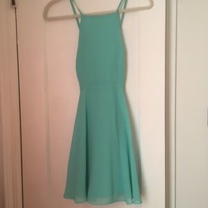 Blue silence & noise backless fit and flare dress